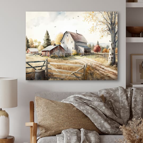 Designart 'Beautiful Barn In Spring II' Farmhouse / Country Canvas Wall Art